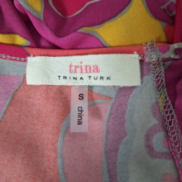 Trina Turk MulticolorJuju 2 Floral Bohemian Retro Back Tie Mini Dress Size S - Picture 7 of 8